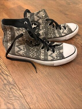 Converse High Top Sneakers in Black and White Geometric Print